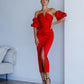 Satin Puff-Sleeve Midi Dress