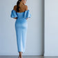Satin Puff-Sleeve Midi Dress