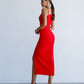 Asymmetric Neckline Midi Dress