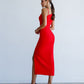 Asymmetric Neckline Midi Dress