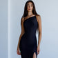 Asymmetric Neckline Midi Dress