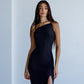 Asymmetric Neckline Midi Dress