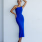 Asymmetric Neckline Midi Dress