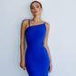 Asymmetric Neckline Midi Dress