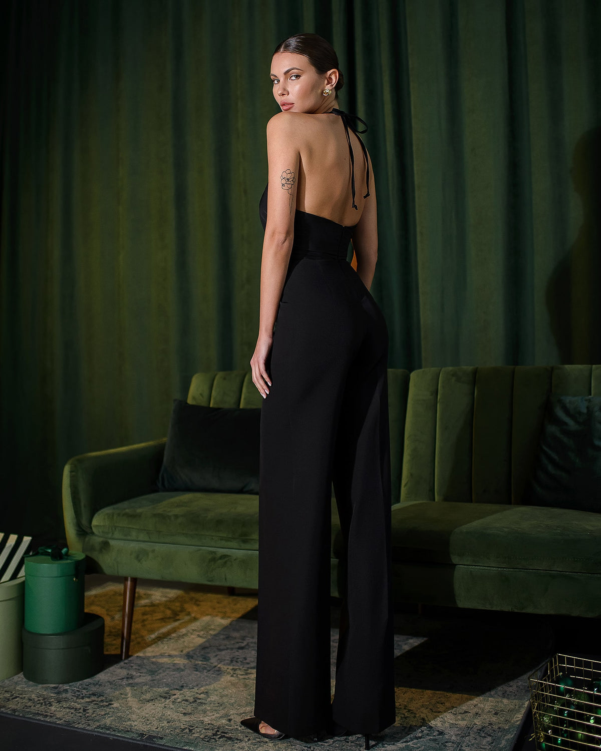 Bow Top Backless Jumpsuit