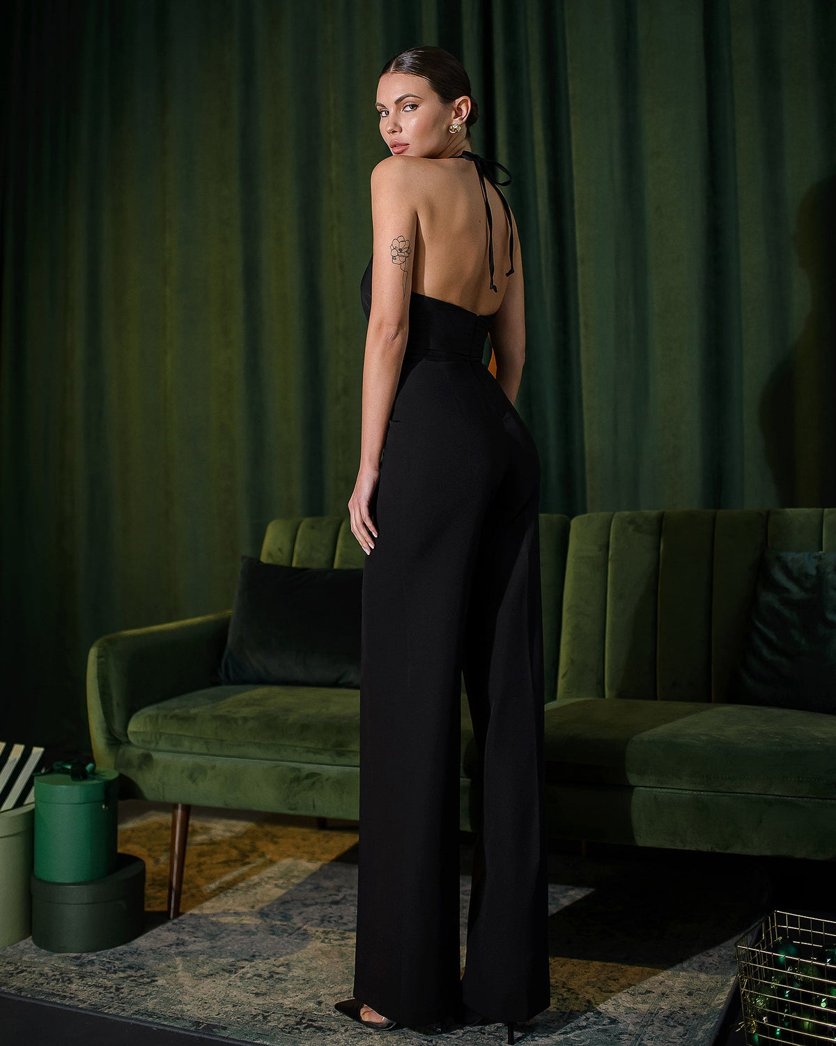 Bow Top Backless Jumpsuit