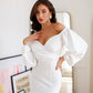 Puff-Sleeve Midi Dress
