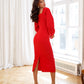 Puff-Sleeve Midi Dress
