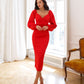 Puff-Sleeve Midi Dress