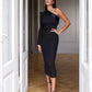 One-Shoulder Belted Midi Dress