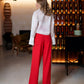 Draped Waist Wide-Leg Pants