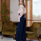 Draped Waist Wide-Leg Pants