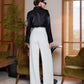 Draped Waist Wide-Leg Pants