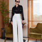 Draped Waist Wide-Leg Pants