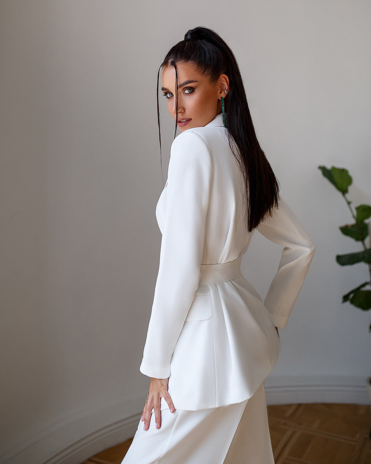 Belted Wide-Leg Suit 2-Piece