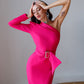 One-Shoulder Belted Midi Dress