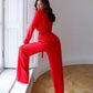 Belted Wide-Leg Suit 2-Piece
