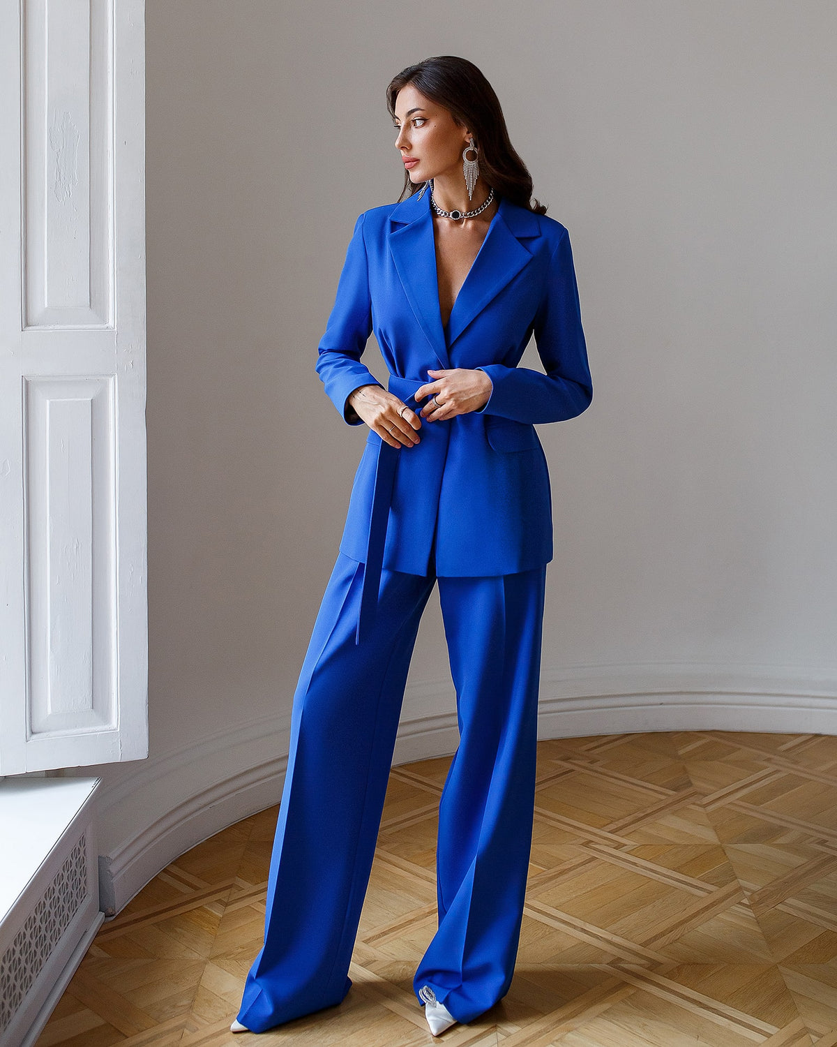 Belted Wide-Leg Suit 2-Piece