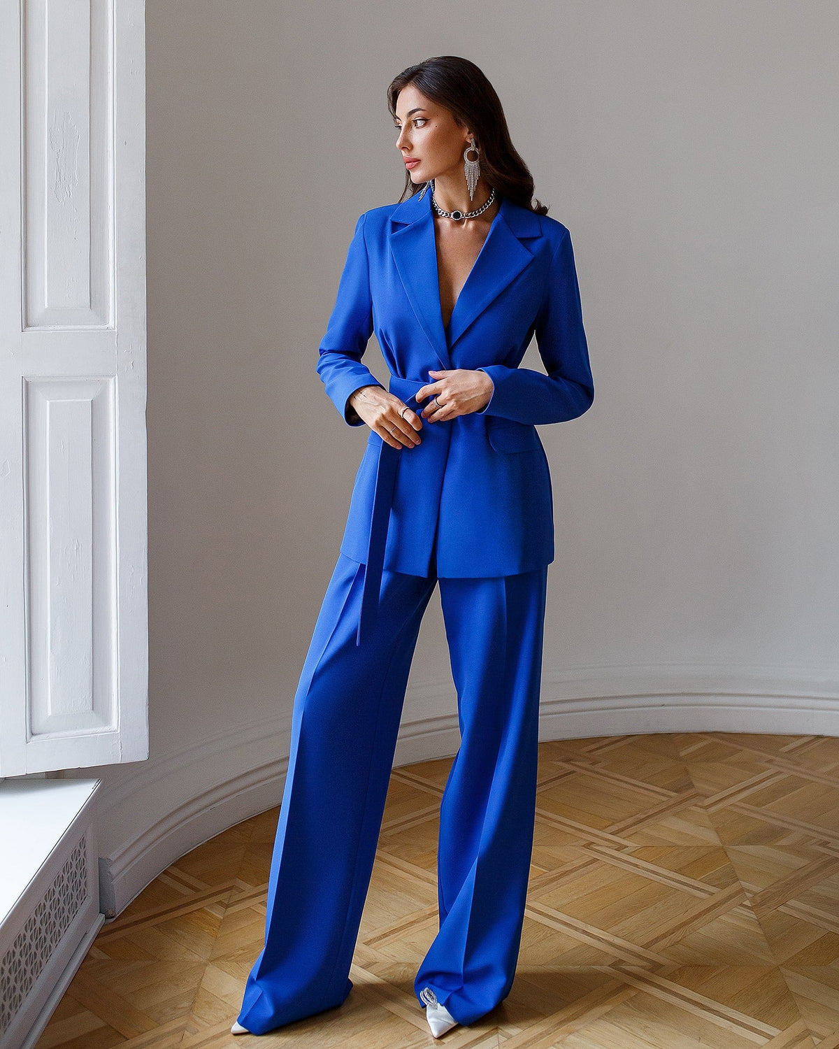 Belted Wide-Leg Suit 2-Piece