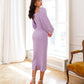 Puff-Sleeve Midi Dress