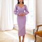 Puff-Sleeve Midi Dress