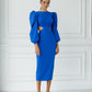 Backless Cut-Out Puff-Sleeve Midi Dress