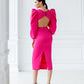 Backless Cut-Out Puff-Sleeve Midi Dress