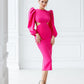 Backless Cut-Out Puff-Sleeve Midi Dress