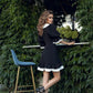 Black Collared Short Sleeve Mini Dress