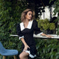 Black Collared Short Sleeve Mini Dress
