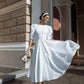 Backless Puff-Sleeve Midi Dress
