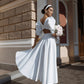 Backless Puff-Sleeve Midi Dress
