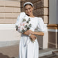 Backless Puff-Sleeve Midi Dress