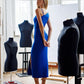 Asymmetric Neckline Midi Dress