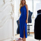 Asymmetric Neckline Midi Dress