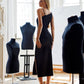 Asymmetric Neckline Midi Dress