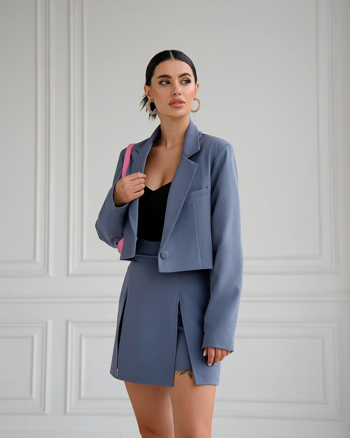 Crop Jacket Skirt Suit 2-Piece