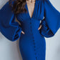 Backless Puff Sleeve Midi Dress