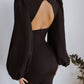 Backless Puff Sleeve Midi Dress