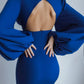 Backless Puff Sleeve Midi Dress