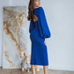 Backless Puff Sleeve Midi Dress