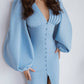 Backless Puff Sleeve Midi Dress