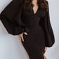 Backless Puff Sleeve Midi Dress