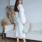 Backless Puff Sleeve Midi Dress