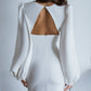 Backless Puff Sleeve Midi Dress