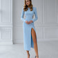 Backless Long Sleeve Midi Dress