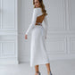 Backless Long Sleeve Midi Dress