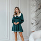 Collared Puff-Sleeve Mini Dress