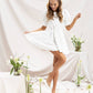 Buttoned Puff-Sleeve Mini Dress