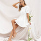 Buttoned Puff-Sleeve Mini Dress